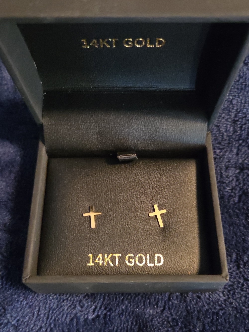 14KT Gold Cross Stud Earrings for Men - Gold